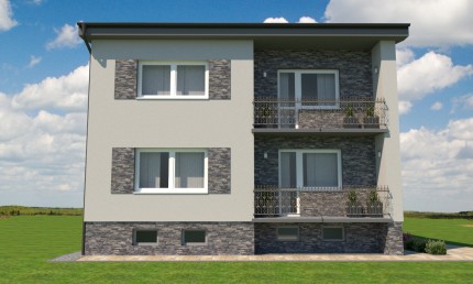 Návrh fasády dvojposchodového rodinného domu s garážou/ Ľubica