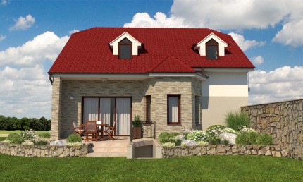 Návrh rekonštrukcie fasády rodinného domu  s obkladom z pieskovca/ Holíč