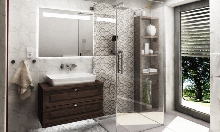 Návrh podkrovnej kúpeľne so sprchovým kútom / Golianovo