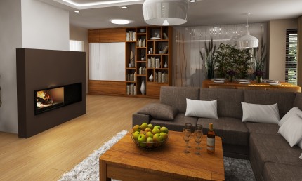 Návrh obývačky rodinného domu / Bystrička