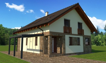 Návrh fasády rodinného domu s prírodným kameňom / Poprad 