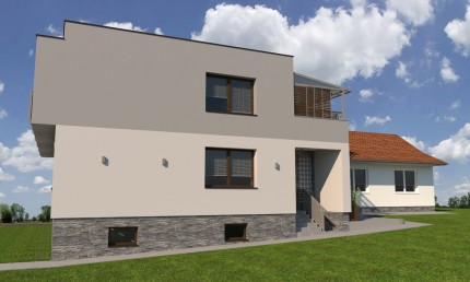 Návrh obnovy fasády rodinného domu v sivých odtieňoch / Petrova Ves