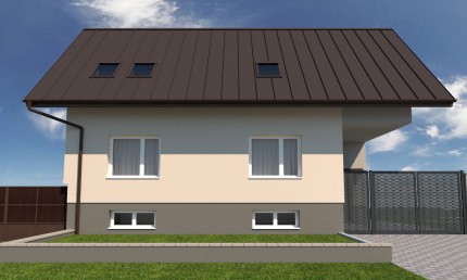 Návrh fasády rodinného domu s dreveným  podbitím / Spišské Bystré