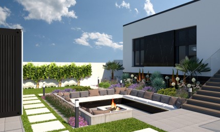 Návrh modernej záhrady so stredomorskou výsadbou / Veľké Kostoľany
