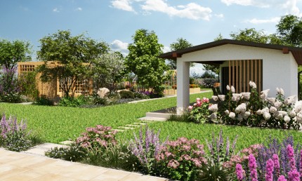 Romantická záhrada s trvalkovými výsadbami / Stožok